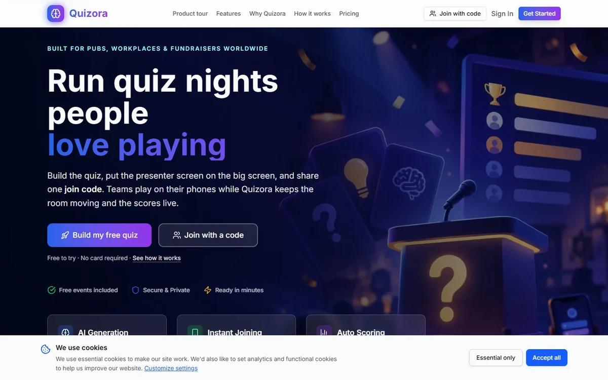 Quizora website